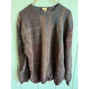 Vintage Italian Wool Blend Plaid Sweater, Lenor Romano LG